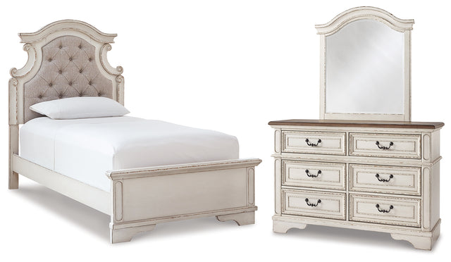 Realyn Twin Bed, Dresser and Mirror