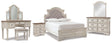 Realyn Full Panel Bed, Dresser, Mirror, 3-Piece Vanity and Nightstand