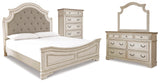 Realyn Queen Panel Bed, Dresser, Mirror and Chest (Bed Size: Queen)