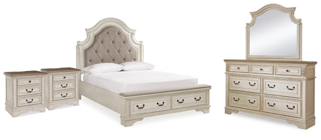 Realyn Panel Bed, Dresser, Mirror and 2 Nightstands (Bed Size: Queen)