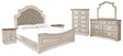 Realyn King Upholstered Panel Bed, Dresser, Mirror, Chest and 2 Nightstands (Bed Size: King)