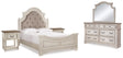Realyn Queen Upholstered Panel Bed, Dresser, Mirror and 2 Nightstands (Bed Size: Queen)