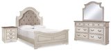 Realyn Queen Bed with Mirrored Dresser and Nightstand (Bed Size: Queen)