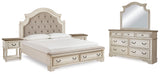 Realyn Panel Bed, Dresser, Mirror and 2 Nightstands (Bed Size: King)
