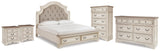 Realyn King Storage Bed, Dresser, Chest and 2 Nightstands