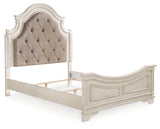Realyn Queen Upholstered Panel Bed, Dresser and Mirror (Bed Size: Queen)