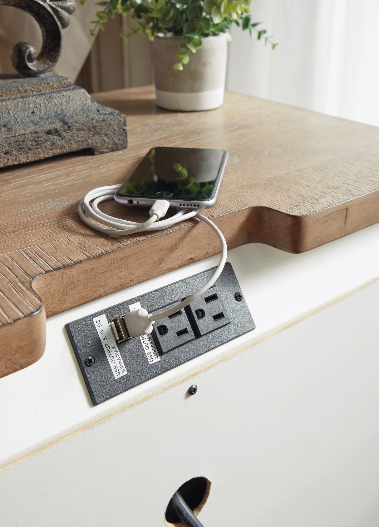 Realyn Queen Upholstery Panel Bed, Dresser, Chest, Nightstand, and Vanity Set