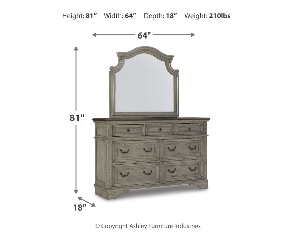 Lodenbay Queen Upholstered Panel Bed, Dresser, Mirror, Chest and Nightstand (Bed Size: Queen)
