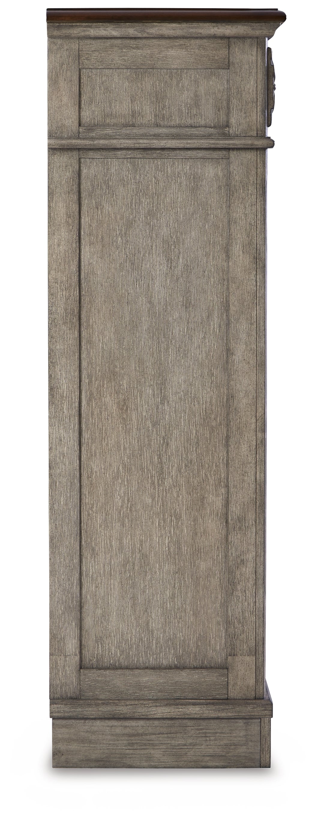 Lodenbay 6-Piece California King Panel Bed with Mirrored Dresser and Chest (King/California King Panel Footboard, King/California King Upholstered Panel Headboard, California King Panel Rails, Dresser, Bedroom Mirror, Chest of Drawers)