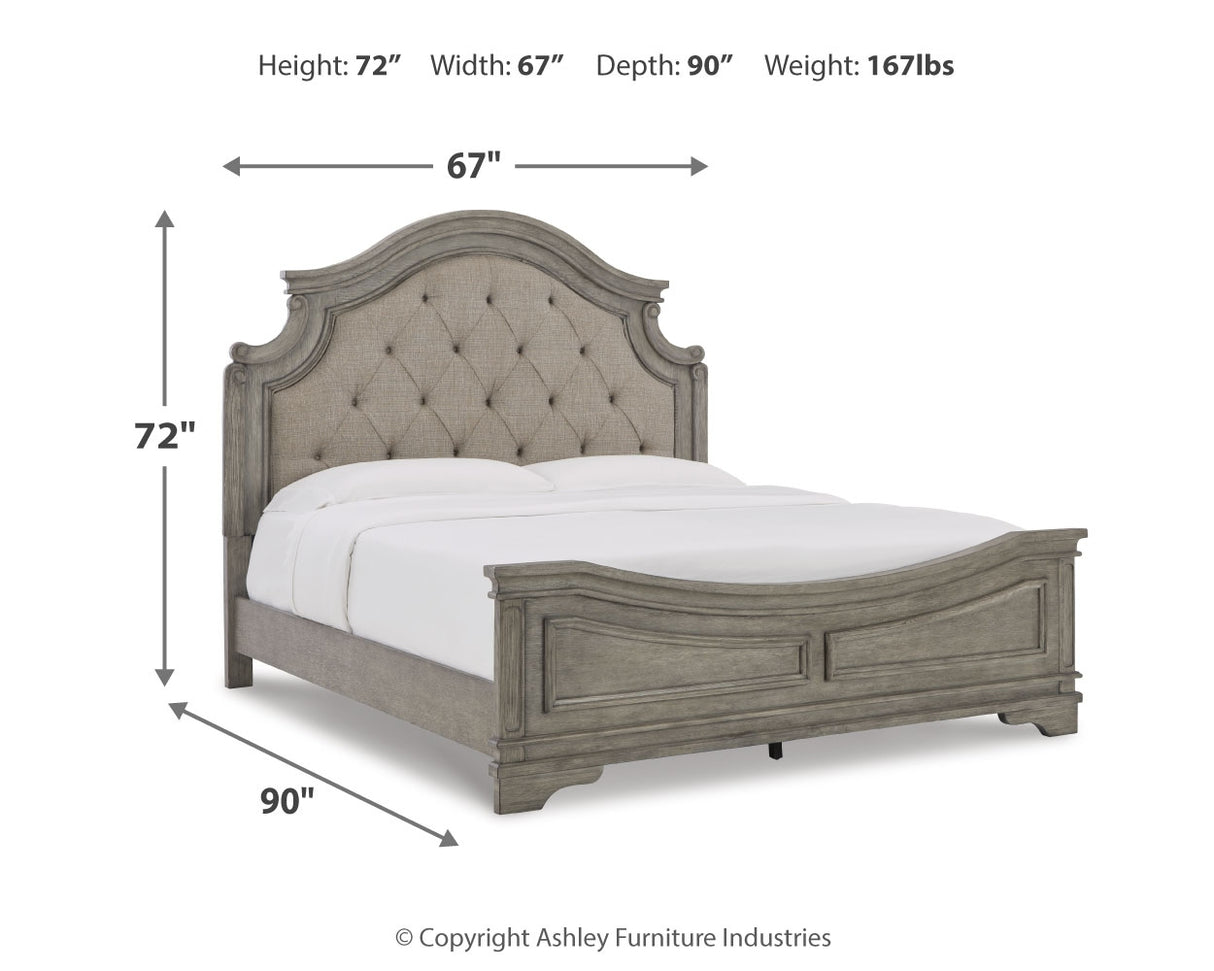 Lodenbay Queen Upholstered Panel Bed, Dresser, Mirror, Chest and Nightstand (Bed Size: Queen)
