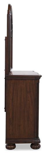 Lavinton 6-Piece King Poster Bed with Mirrored Dresser and Chest (Queen/King/California King Headboard/Footboard Posts, King/California King Poster Headboard/Footboard Panels, Queen/King Rails, Dresser, Bedroom Mirror, Chest of Drawers)