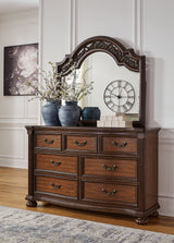 Lavinton King Poster Bed, Dresser, Mirror, Chest and 2 Nightstands (Bed Size: King)
