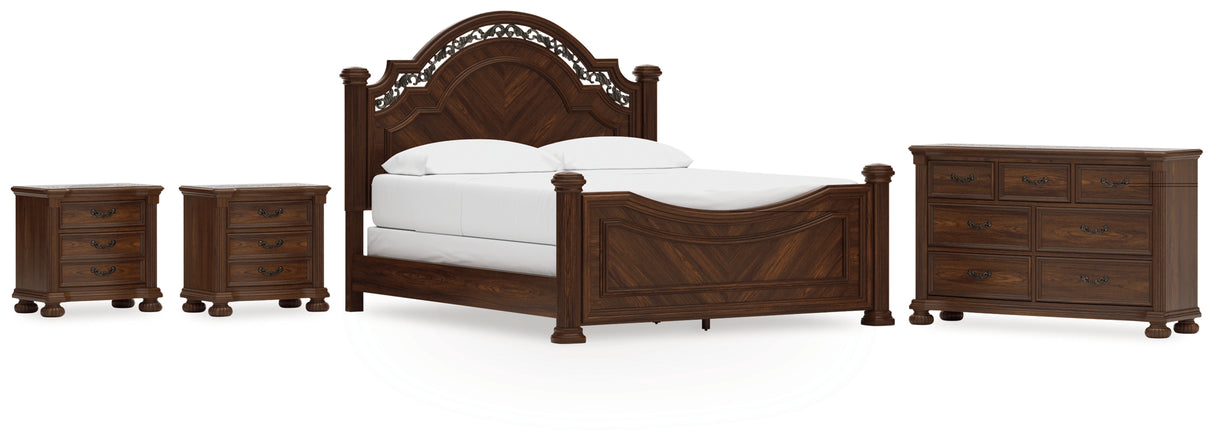 Lavinton 6-Piece California King Poster Bed with Dresser and 2 Nightstands (Queen/King/California King Headboard/Footboard Posts, King/California King Poster Headboard/Footboard Panels, California King Rails, Dresser, Nightstand, Nightstand)