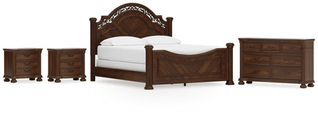 Lavinton 6-Piece California King Poster Bed with Dresser and 2 Nightstands (Queen/King/California King Headboard/Footboard Posts, King/California King Poster Headboard/Footboard Panels, California King Rails, Dresser, Nightstand, Nightstand)