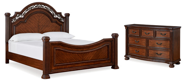 Lavinton 4-Piece California King Poster Bed with Dresser (Queen/King/California King Headboard/Footboard Posts, King/California King Poster Headboard/Footboard Panels, California King Rails, Dresser)