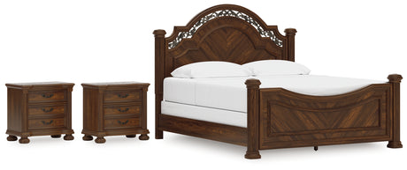 Lavinton 5-Piece King Poster Bed with 2 Nightstands (Queen/King/California King Headboard/Footboard Posts, King/California King Poster Headboard/Footboard Panels, Queen/King Rails, Nightstand, Nightstand)