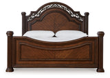 Lavinton 5-Piece California King Poster Bed with Mirrored Dresser (Queen/King/California King Headboard/Footboard Posts, King/California King Poster Headboard/Footboard Panels, California King Rails, Dresser, Bedroom Mirror)