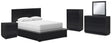 Londer 6-Piece Queen Panel Bed with Mirrored Dresser, Chest and Nightstand (Queen Panel Footboard with Rails, Queen Panel Headboard, Dresser, Bedroom Mirror, Chest of Drawers, Nightstand)