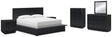 Londer 7-Piece King Panel Bed with Mirrored Dresser, Chest and 2 Nightstands (King Panel Footboard with Rails, King/California King Panel Headboard, Dresser, Bedroom Mirror, Chest of Drawers, Nightstand, Nightstand)