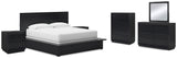 Londer 7-Piece King Panel Bed with Mirrored Dresser, Chest and 2 Nightstands (King Panel Footboard with Rails, King/California King Panel Headboard, Dresser, Bedroom Mirror, Chest of Drawers, Nightstand, Nightstand)