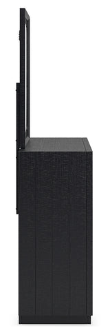 Londer 5-Piece California King Panel Bed with Mirrored Dresser and Nightstand (King/California King Panel Headboard, California King Panel Footboard with Rails, Dresser, Bedroom Mirror, Nightstand)