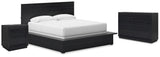 Londer 4-Piece California King Panel Bed with Dresser and Nightstand (King/California King Panel Headboard, California King Panel Footboard with Rails, Dresser, Nightstand)