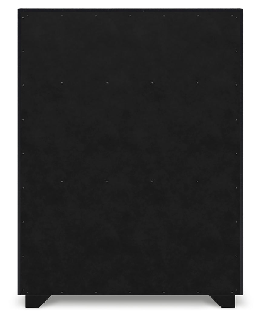 Londer 6-Piece Queen Panel Bed with Mirrored Dresser, Chest and Nightstand (Queen Panel Footboard with Rails, Queen Panel Headboard, Dresser, Bedroom Mirror, Chest of Drawers, Nightstand)