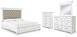 Kanwyn Cal King Upholstered Panel Bed, Dresser, Mirror and Chest