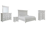 Kanwyn 7-Piece King Panel Bed with Mirrored Dresser, Chest and Nightstand (King/California King Panel Footboard, King/California King Panel Headboard, King Panel Rails, Dresser, Bedroom Mirror, Chest of Drawers, Nightstand)