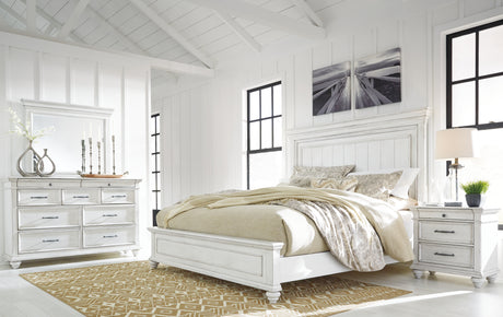 Kanwyn King Panel Bed, Dresser, Mirror and Nightstand (Bed Size: King)