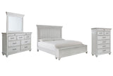 Kanwyn 6-Piece King Panel Bed with Storage with Mirrored Dresser and Chest (King/California King Storage Footboard, King/California King Panel Headboard, King Panel Rails, Dresser, Bedroom Mirror, Chest of Drawers)