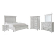 Kanwyn 7-Piece Queen Panel Bed with Storage with Mirrored Dresser, Chest and Nightstand (Queen Storage Footboard, Queen Panel Headboard, Queen Panel Rails, Dresser, Bedroom Mirror, Chest of Drawers, Nightstand)