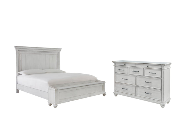 Kanwyn 4-Piece Queen Panel Bed with Storage with Dresser (Queen Storage Footboard, Queen Panel Headboard, Queen Panel Rails, Dresser)