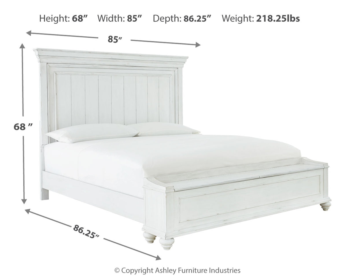 Kanwyn 4-Piece Queen Panel Bed with Storage with Dresser (Queen Storage Footboard, Queen Panel Headboard, Queen Panel Rails, Dresser)