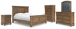 Feddinger 7-Piece California King Panel Bed with Mirrored Dresser, Chest and Nightstand (King/California King Panel Footboard, King/California King Panel Headboard, California King Panel Rails, Dresser, Bedroom Mirror, Chest of Drawers, Nightstand)