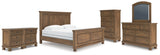 Feddinger 8-Piece King Panel Bed with Mirrored Dresser, Chest and 2 Nightstands (King/California King Panel Footboard, King/California King Panel Headboard, King Panel Rails, Dresser, Bedroom Mirror, Chest of Drawers, Nightstand, Nightstand)