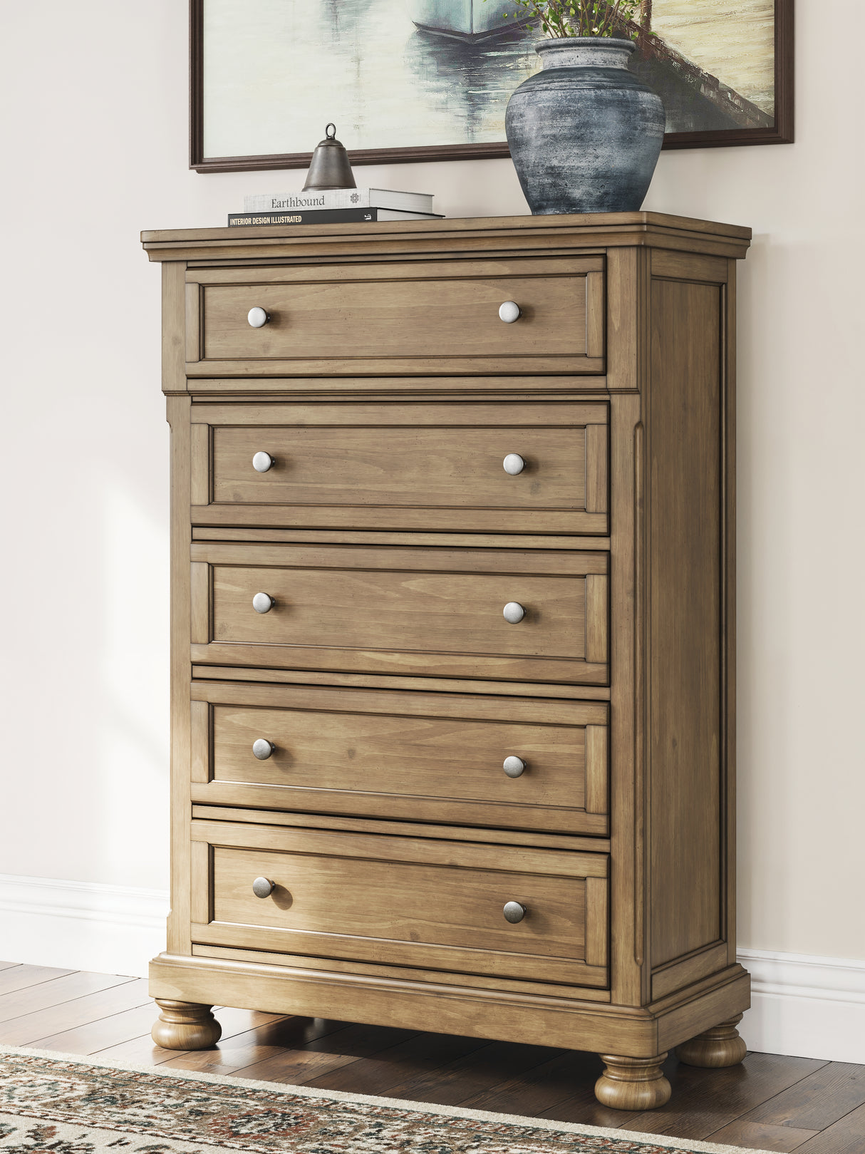 Feddinger Queen Panel Bed, Dresser, Mirror, Chest and Nightstand
