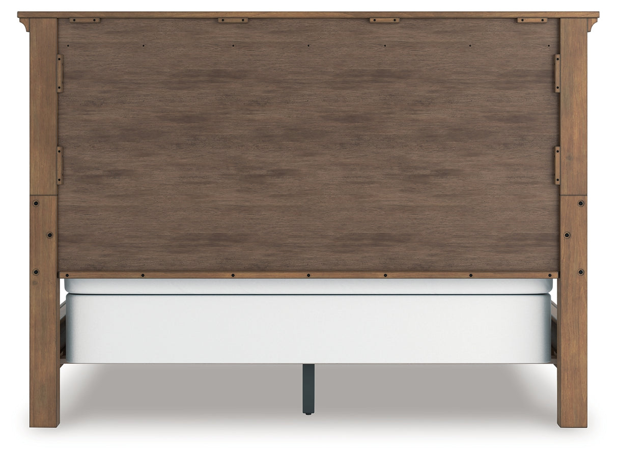 Feddinger 6-Piece California King Panel Bed with Mirrored Dresser and Chest (King/California King Panel Footboard, King/California King Panel Headboard, California King Panel Rails, Dresser, Bedroom Mirror, Chest of Drawers)