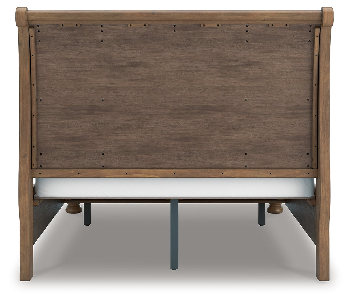 Feddinger 7-Piece Queen Storage Sleigh Bed with Mirrored Dresser, Chest and Nightstand (Queen Storage Footboard, Queen Sleigh Headboard, Queen Rails with Roll Slats, Dresser, Bedroom Mirror, Chest of Drawers, Nightstand)