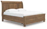 Feddinger 4-Piece King Storage Sleigh Bed with Dresser (King/California King Storage Footboard, King/California King Sleigh Headboard, King Rails with Roll Slats, Dresser)
