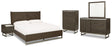 Arkenton 7-Piece Queen Panel Bed with Mirrored Dresser, Chest and Nightstand (Queen Panel Footboard with Slats, Queen Panel Headboard, Queen/King Panel Rails, Dresser, Bedroom Mirror, Chest of Drawers, Nightstand)