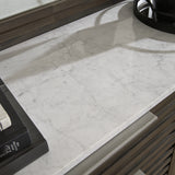 Arkenton 6-Piece Queen Panel Bed with Mirrored Dresser and Chest (Queen Panel Footboard with Slats, Queen Panel Headboard, Queen/King Panel Rails, Dresser, Bedroom Mirror, Chest of Drawers)