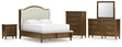 Sturlayne 7-Piece Queen Upholstered Panel Bed with Mirrored Dresser, Chest and Nightstand (Queen Upholstered Bench Footboard/Slats, Queen Upholstered Headboard, Queen/King Panel Rails, Dresser, Bedroom Mirror, Chest of Drawers, Nightstand)