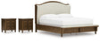 Sturlayne 5-Piece California King Upholstered Panel Bed with 2 Nightstands (King/California King Upholstered Bench Footboard/Slats, King/California King Upholstered Headboard, California King Panel Rails, Nightstand, Nightstand)