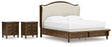 Sturlayne 5-Piece King Upholstered Panel Bed with 2 Nightstands (King/California King Upholstered Bench Footboard/Slats, King/California King Upholstered Headboard, Queen/King Panel Rails, Nightstand, Nightstand)
