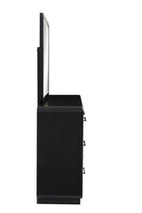 Rowanbeck 7-Piece King Upholstered Panel Bed with Mirrored Dresser, Chest and 2 Nightstands (King Upholstered Panel Footboard with Rails, King/California King Upholstered Panel Headboard, Dresser, Bedroom Mirror, Chest of Drawers, Nightstand, Nightstand)