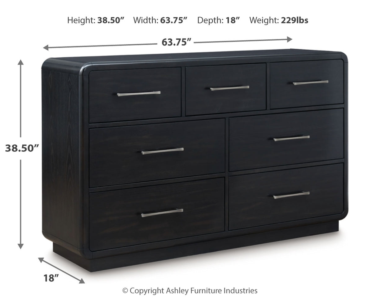 Rowanbeck 5-Piece Queen Upholstered Panel Bed with Dresser and 2 Nightstands (Queen Upholstered Panel Footboard with Rails, Queen Upholstered Panel Headboard, Dresser, Nightstand, Nightstand)