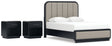 Rowanbeck 4-Piece Queen Upholstered Panel Bed with 2 Nightstands (Queen Upholstered Panel Footboard with Rails, Queen Upholstered Panel Headboard, Nightstand, Nightstand)