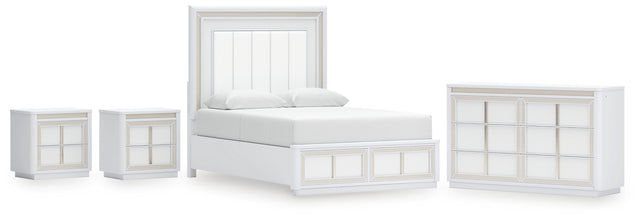 Chalanna 6-Piece Queen Upholstered Storage Bed with Dresser and 2 Nightstands (Queen Storage Footboard with Roll Slats, Queen Upholstered Panel Headboard, Queen/King Rails, Dresser, Nightstand, Nightstand)