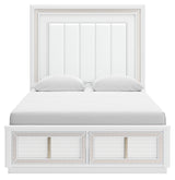 Chalanna 8-Piece Queen Upholstered Storage Bed with Mirrored Dresser, Chest and 2 Nightstands (Queen Storage Footboard with Roll Slats, Queen Upholstered Panel Headboard, Queen/King Rails, Dresser, Bedroom Mirror, Chest of Drawers, Nightstand, Nightstand)